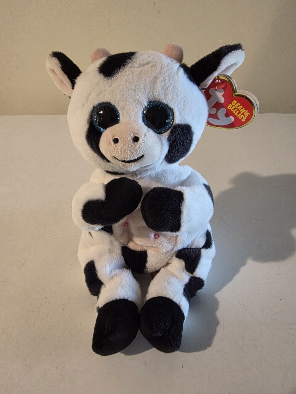 TY Beanie Baby Plush Cow Toy - Black and White